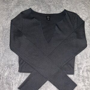 BDG Charcoal Ribbed Knit Top